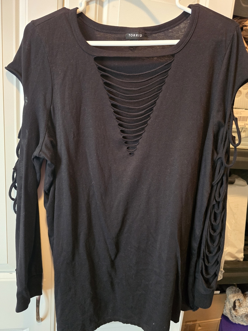 torrid Black Long-Sleeve Ladder Cutout Top with Side Loop Detail